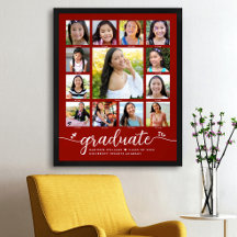 Red Graduation K-12 Photo Collage Script moderne