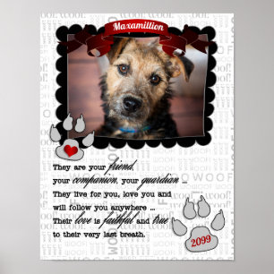 Poster Red Heart and Poem Dog Pet Memorial Photo