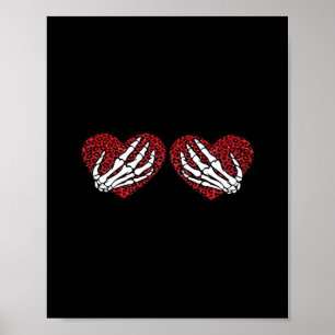 Poster Red Heart Skeleton Mains Classique