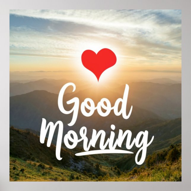 Poster Red Heart Sunny Good Morning (Devant)