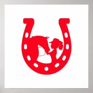 Poster Red Horseshoe Girl and Horse