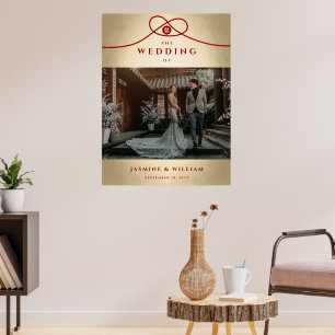 Poster Red Knot Union Double Bonheur Mariage chinois