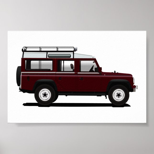 Poster Red Land Rover Defender 110 (Devant)