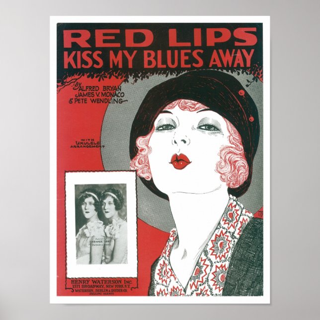 Poster Red Lips Embrasse Mon Blues En Couverture Du Livre (Devant)