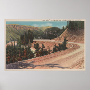 Poster Red Lodge, MT - View of Mae West Curve