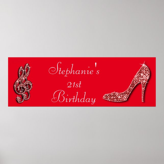 Poster Red Music Note et Stiletto 21e anniversaire (Devant)