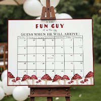 Red Musroom Fun Guy Baby shower Date d'échéance Ca