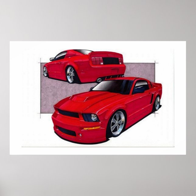 Poster Red Mustang (Devant)