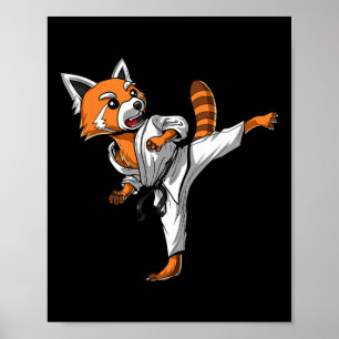 Poster Red Panda Karate Ninja Martial Arts Kickboxe Tae