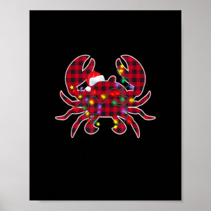 Poster Red Plaid Buffalo Crab Christmas Pajamas Family Me