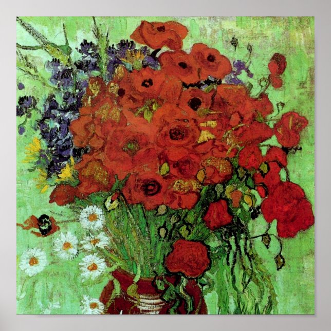 Poster Red Poppies & Daisies (F280) Van Gogh Fine Art (Devant)