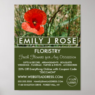 Poster Red Poppy, Floristry Publicité
