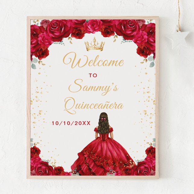 Poster Red Princess Quinceañera Bienvenue (Créateur téléchargé)