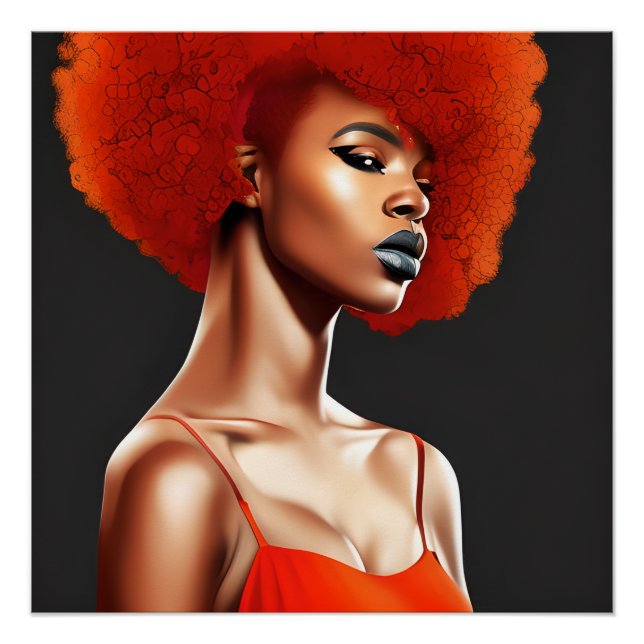 Poster Red Queen Auburn Cute Cheveux Black Melanin Afro (Devant)