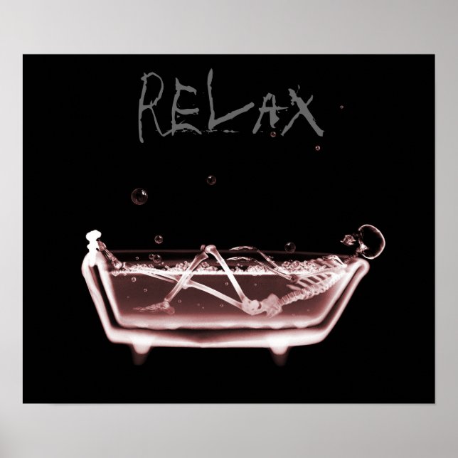 Poster- Red Relax X-Ray Skeleton Bath Time Poster (Vorne)
