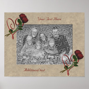 Poster Red Roses Heart Ajouter Votre Photo Personnalisée