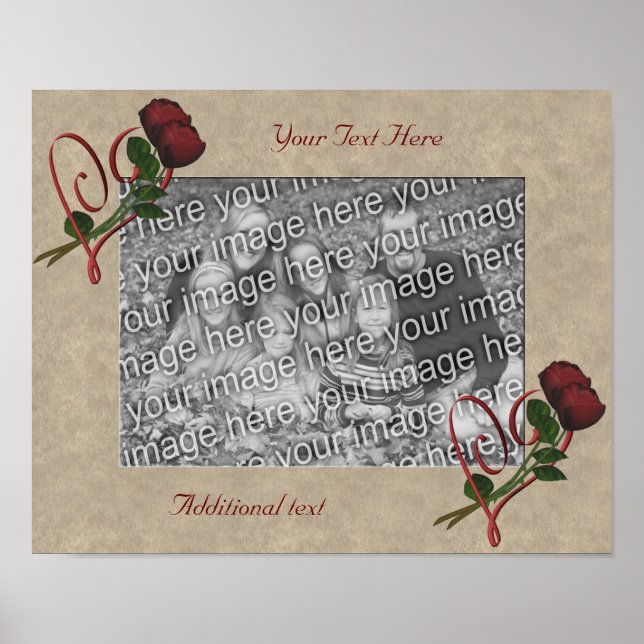 Poster Red Roses Heart Ajouter Votre Photo Personnalisée (Devant)