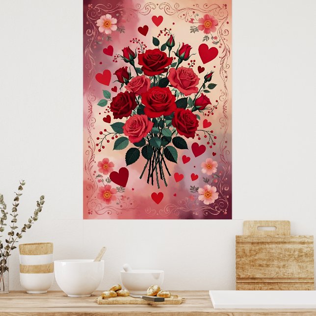 Poster Red Roses, Valentine's Day, (Cuisine)
