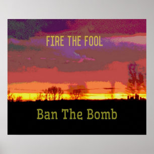 Poster Red Skyscape #Banthebomb Political Resistance