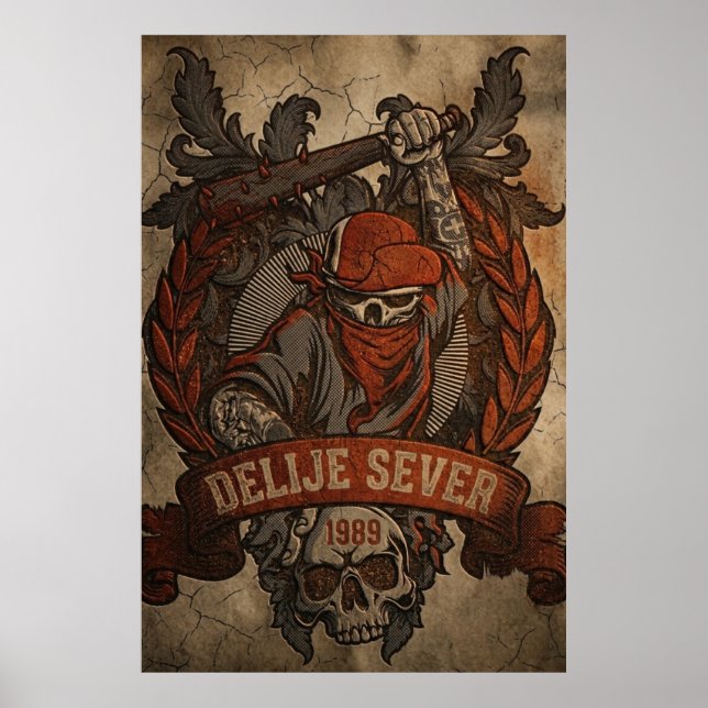 Poster Red Star Belgrade Delije Sever 1989 (Devant)