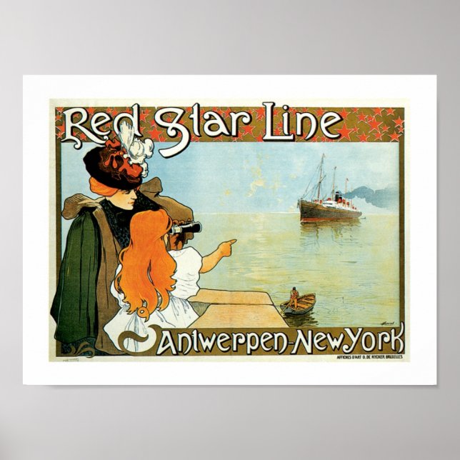Poster Red Star Line Femme avec publicité fille (Devant)