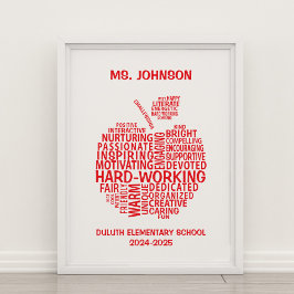 Poster Red Teacher Appréciation Typographie Apple