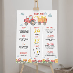 Poster Red Tractor Farm Anniversaire Fête Jalon Signal