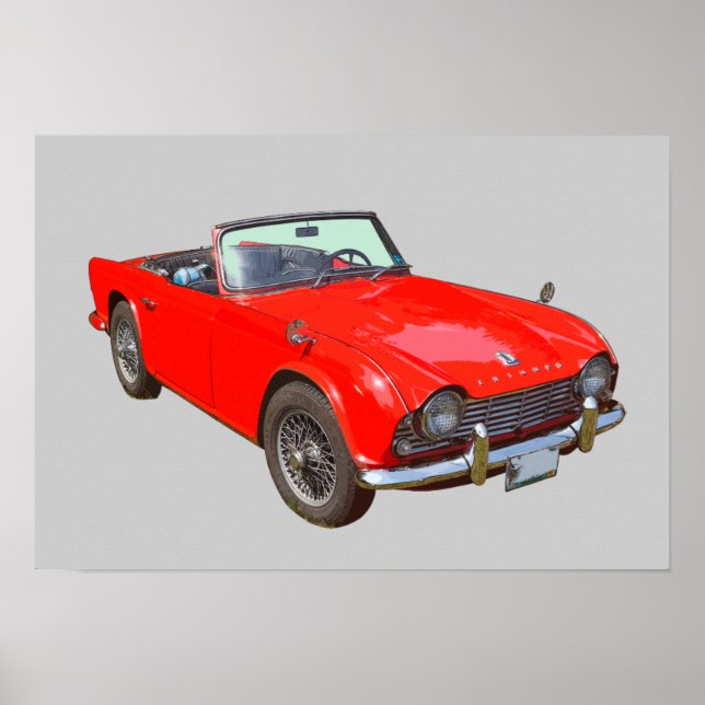 Poster Red Triumph Tr4 Convertible voiture de sport (Devant)
