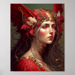 Poster Red Valkyrie Femme Imaginaire Art