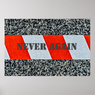Poster Red warning tape - Never again