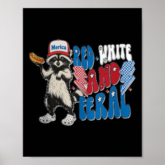 Poster Red White And Feral Raccoon 4th Of Juillet Débarde