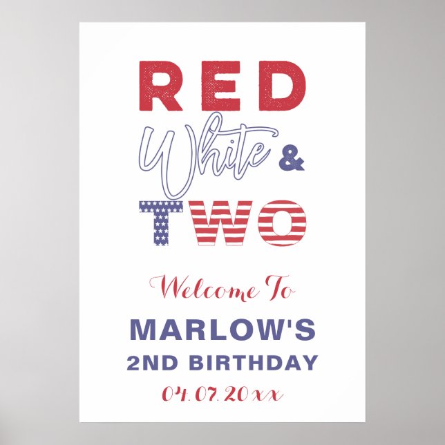 Poster Red White & TWO Unisex 2e fête d'anniversaire Bien (Devant)
