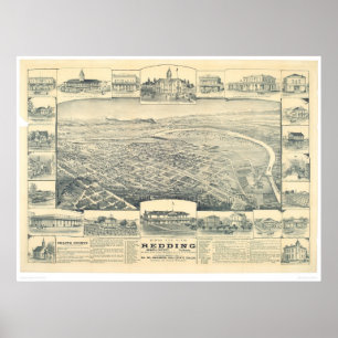 Poster Redding, carte panoramique de CA (1393A)