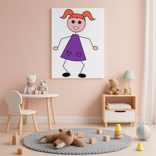 Poster Redhead Girl Stick Figure in Purple Dress (Créateur téléchargé)