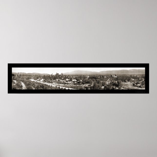 Poster Redlands CA Photo panoramique 1908 (Devant)