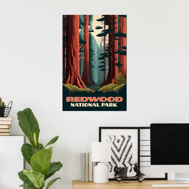 Poster Redwood National Park Californie Trees (Bureau à domicile)