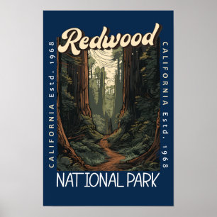Poster Redwood National Park Retro perturbé