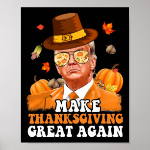 Poster Refaire Thanksgiving Great Again Automne Feuilles