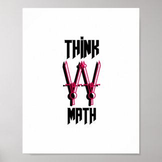 Poster Réfléchissez avec le rouge mathématique