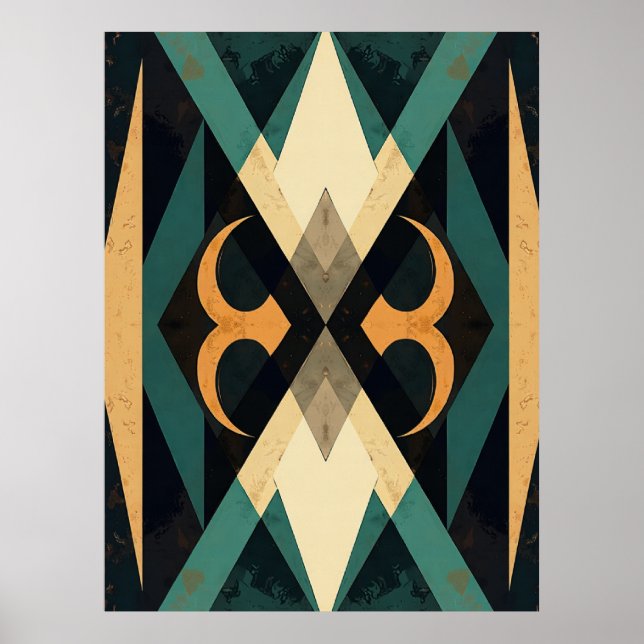 Poster Reflective Diamond Crescent Abstract Modern Art (Devant)