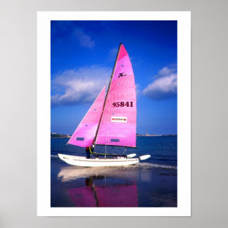 Poster Reflet de bateau Hobie rose