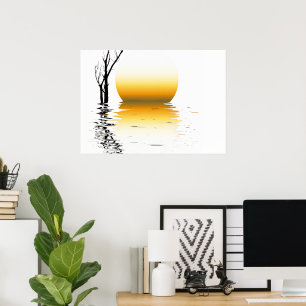 Poster Reflet de coucher de soleil doré une fresque serei