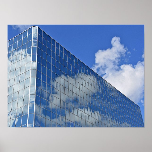 Poster reflet nuage dans un gratte-ciel en verre (Devant)