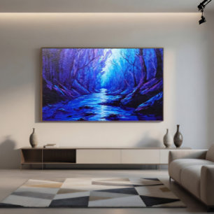 Poster Reflets bleus dans la forêt mystique