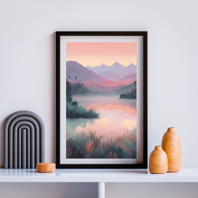 Poster Reflets de l'Horizon Rose (Créateur téléchargé)