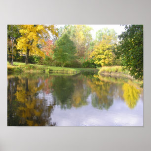 POSTER "REFLETS DORES DOUX/SURFACE DE L'ÉTANG COMME UN MI