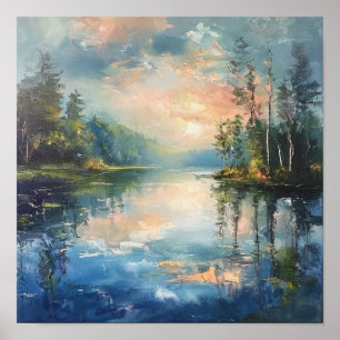 Poster Reflets d'un crépuscule doré : l'harmonie silencie