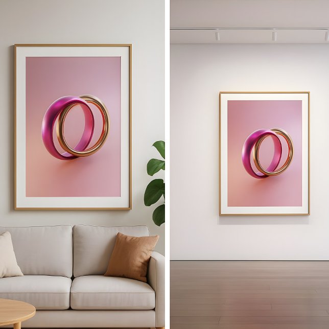 Poster Reflets entrelacés - Bagues d'amour abstraites mod (Créateur téléchargé)