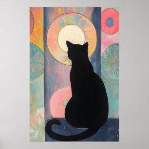 Poster Réflexion de chat noir : Élégance Abstraite - Post