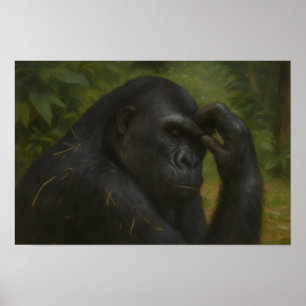 Poster Réflexion de Gorilla - Portrait réfléchi de la fau
